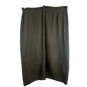 Eileen Fisher 100% Linen Maxi Skirt‎ Women Plus 3X Gray Brown Straight Lagenlook
